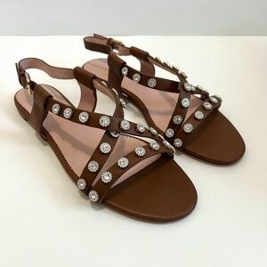 NIB J. Crew Strappy Buckled Cora Sandals with Flora - Size 8 1/2, Color: Hickory